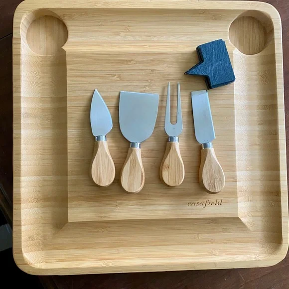 Bamboo Cheese Board and Knife Set - Natural - Picture 3 of 6